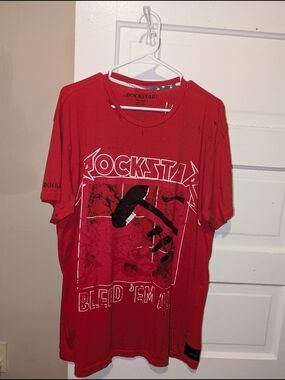 Rockstar Men's Red Graphic Tee with Bold Print